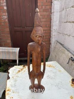 Moai Tangata Papua New Guinea rapa nui tribal bird man wooden statue