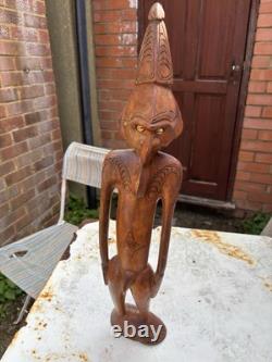 Moai Tangata Papua New Guinea rapa nui tribal bird man wooden statue
