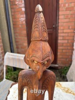 Moai Tangata Papua New Guinea rapa nui tribal bird man wooden statue