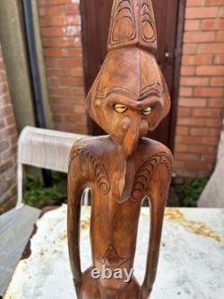 Moai Tangata Papua New Guinea rapa nui tribal bird man wooden statue