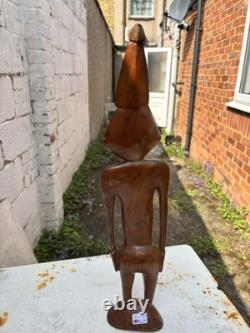 Moai Tangata Papua New Guinea rapa nui tribal bird man wooden statue