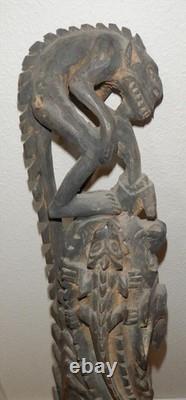 Moramba Village Papua New Guinea Wooden Crocodile Flute, 26 tall