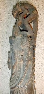 Moramba Village Papua New Guinea Wooden Crocodile Flute, 26 tall