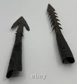 Museum Antique Handmade Oceania Papua New Guinea Set 2 Iron Bow Arrow Heads 8