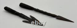 Museum Antique Handmade Oceania Papua New Guinea Set 2 Iron Bow Arrow Heads 8