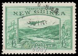 NEW GUINEA 1935 £5 GREEN AIR POST USED #C45 neat unobtrusive d. S. Very fine $550
