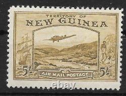 NEW GUINEA SG223 1939 AIR MAIL POSTAGE 5/= OLIVE-BROWN MTD MINT (p)