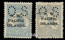 NWPI New Guinea 6d OS Die 2b Matched pair, Used. PCNZA CERTS FOR BOTH CV £1500