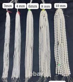 Natural Papua New Guinea Silver WHITE 10.00 MM Round South Sea Pearl Strand 14