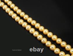Natural South Sea Papua New Guinea Gold Color 12.00 MM Round Pearl Strand 15