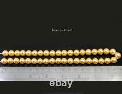 Natural South Sea Papua New Guinea Gold Color 12.00 MM Round Pearl Strand 15