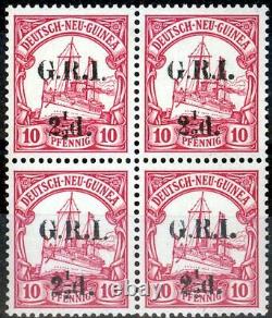 New Guinea 1914 2 1/2d on 10pf Carmine SG5 Superb MNH Block of 4