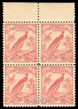 New Guinea 1932 Bird of Paradise 10s pink block of four superb MNH. SG 188