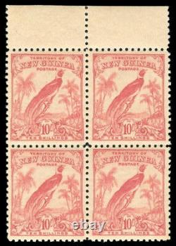 New Guinea 1932 KGV Bird of Paradise 10s pink block of four MNH. SG 188