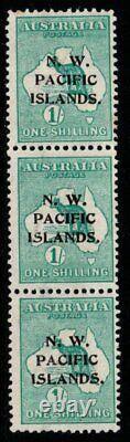 New Guinea Sg81 1915 1/= Green All Settings Strip Of 3 Mtd Mint