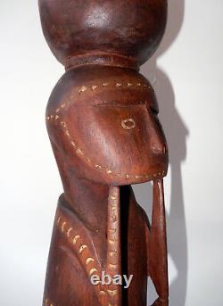 New Guinea Trobriand Islands Massim Carved Figure Betel Nut Mortar Early 20thC