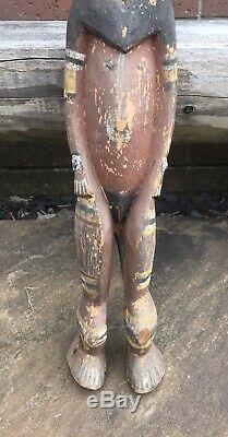 OCEANIC POLYNESIAN PAPUA NEW GUINEA CARVED WOOD FIGURE 83 Cm Tall