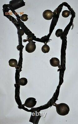 ORIG $699 NEPAL SHAMAN BRONZE BELL NECKLACE 22 EARLY 1900S prov