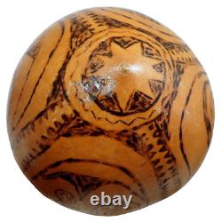 Oceanic Tribal Art Carved Gourd Container Papua New Guinea Vintage Pyrography
