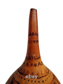 Oceanic Tribal Art Carved Gourd Container Papua New Guinea Vintage Pyrography