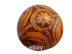 Oceanic Tribal Art Carved Gourd Container Papua New Guinea Vintage Pyrography