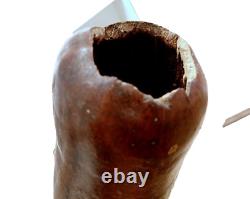 Oceanic Tribal Art Carved Gourd Lime Container Papua New Guinea Vintage