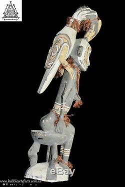 Old Ancestor Male Statue with Bird, Palambei, PNG, Papua New Guinea, Oceanic