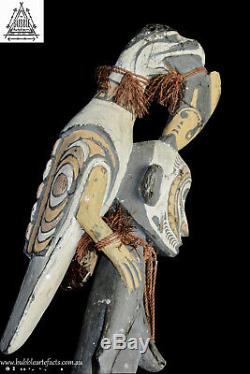 Old Ancestor Male Statue with Bird, Palambei, PNG, Papua New Guinea, Oceanic