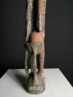 Old Ancestor Male Statue with Bird, Sawos, PNG, Papua New Guinea, Oceanic