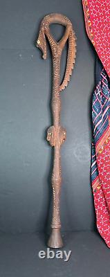 Old Carved Papua New Guinea Crocodile Walking Stick. Beautiful collection piece