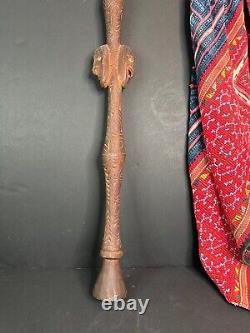 Old Carved Papua New Guinea Crocodile Walking Stick. Beautiful collection piece