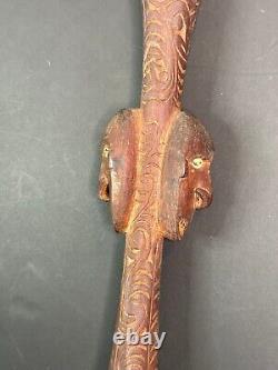 Old Carved Papua New Guinea Crocodile Walking Stick. Beautiful collection piece