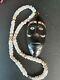Old Papua New Guinea Bougainville Inlaid Carved Ebony Carving on Sea Shell Neckl