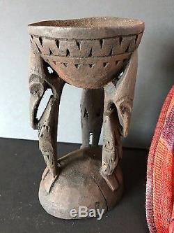 Old Papua New Guinea Carved Wooden Sepik River Paint Pot (b) one of a unique