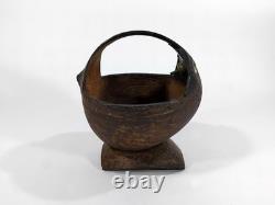 Old Papua New Guinea Coconut Shell Basket Container -Vintage Tribal Folk Art PNG