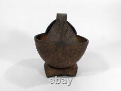 Old Papua New Guinea Coconut Shell Basket Container -Vintage Tribal Folk Art PNG