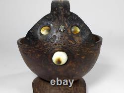 Old Papua New Guinea Coconut Shell Basket Container -Vintage Tribal Folk Art PNG