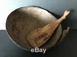 Old Papua New Guinea Maprik Carved Food Bowl & Spoons a beautiful collection