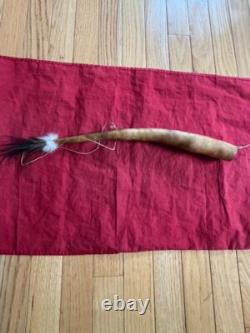 Old Papua New Guinea Penis Sheath Gourd Koteka Decorated With Feather
