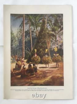 Old Papua New Guinea Print Tolai Dukduk Dancers Rabaul 1890s PNG Art RARE