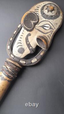 Old Papua New Guinea Sepik River Carved Bamboo Flute w Carved Wooden Stopper PNG Old Papua New Guinea Sepik River Carved Bamboo Flute w Carved Wooden Stopper PNG