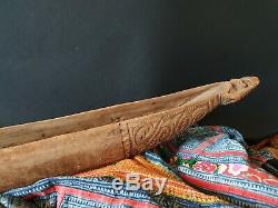 Old Papua New Guinea Sepik River Carved Wooden Canoe beautiful collection piece