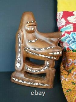 Old Papua New Guinea Solomon Islands Inlaid Carving beautiful collection &