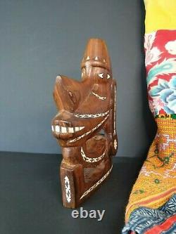 Old Papua New Guinea Solomon Islands Inlaid Carving beautiful collection &