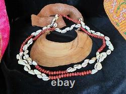 Old Papua New Guinea Western Highlands Kina Shell Necklace with Beads. Beautiful