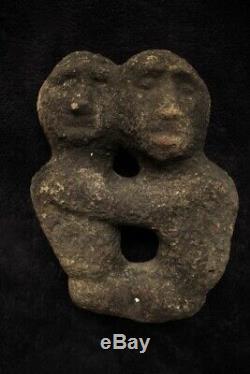 Old Stone Carving Two Figures Collected Highlands Papua New Guinea mid 20thC