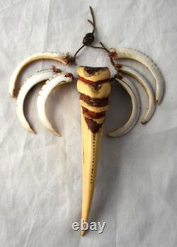 Olld Papua New Guinea CEREMONIAL HORNBILL Wild Boar Tusk Necklace Tribal