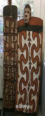 Original Carved Handheld Ceremonial Shields Papua New Guinea Asmat Tribe