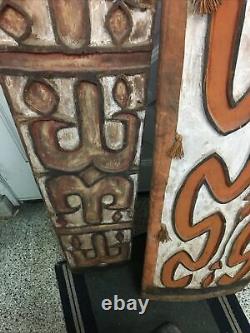 Original Carved Handheld Ceremonial Shields Papua New Guinea Asmat Tribe