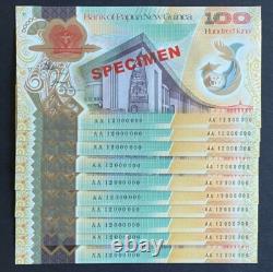 PAPUA NEW GUINEA 100 KINA SPECIMEN 2012 x10 Prefix AA P46s UNC (Lot #215)